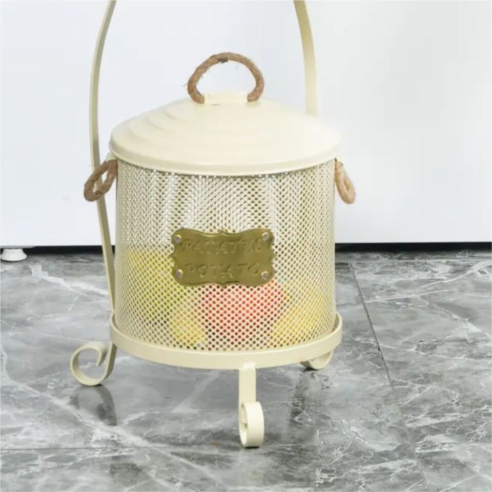 Yıldıray 1051 F 2 Katlı Fileli Patates Soğan Kovası Beyaz