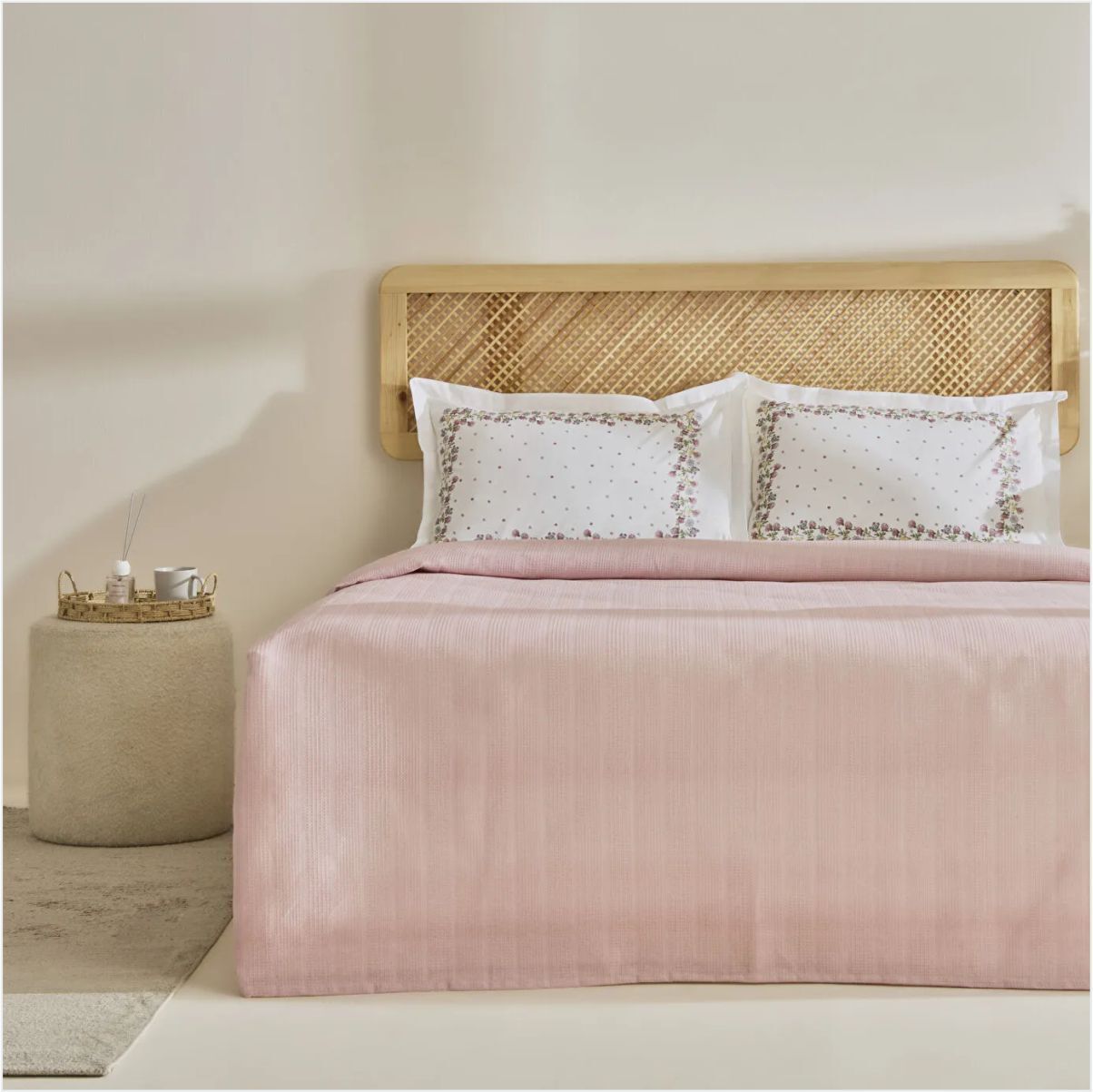 KARACA HOME ROSHELL %100 PAMUK TEK KİŞİLİK PİKE TAKIMI PUDRA