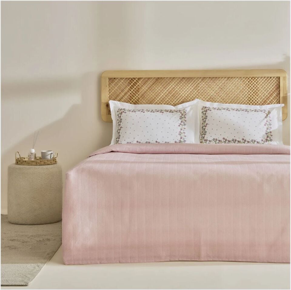 KARACA HOME ROSHELL %100 PAMUK TEK KİŞİLİK PİKE TAKIMI PUDRA