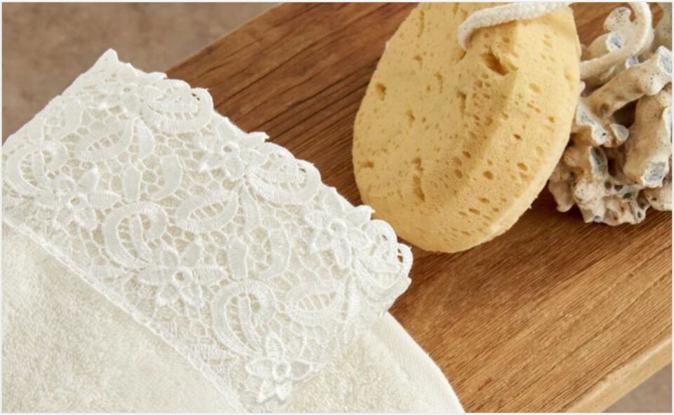 Karaca Home Ring Dantelli 9 Parça Aile Banyo Seti Offwhite-Offwhite