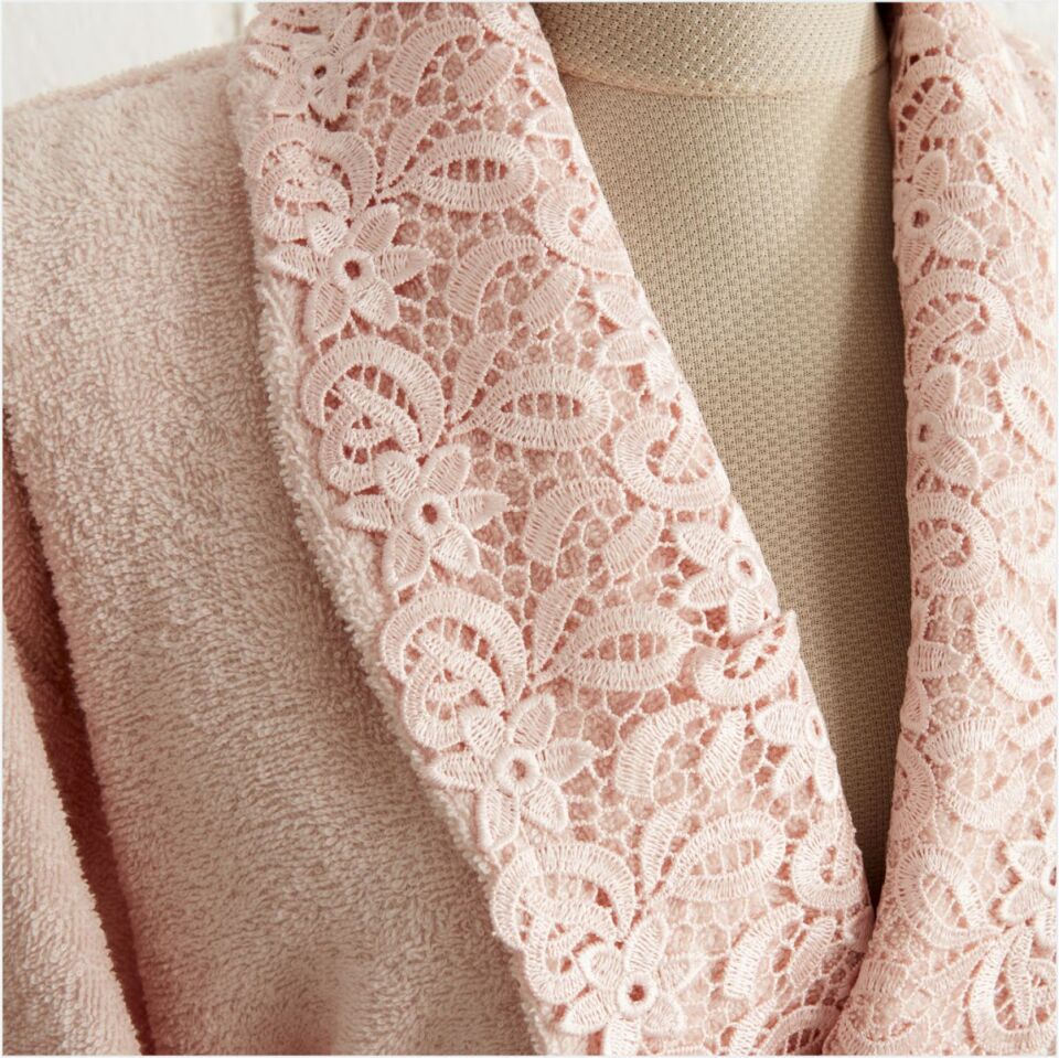 Karaca Rıng Dantellı 9 Parça Pudra-Grı Aıle Banyo Setı