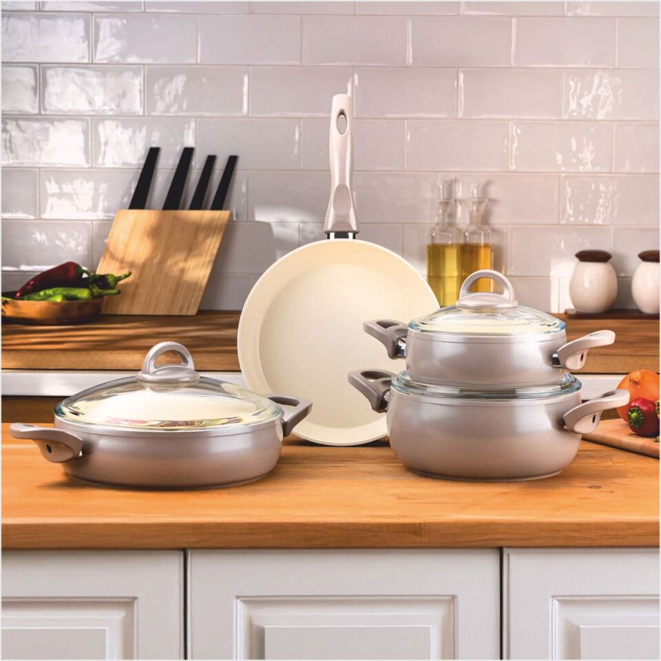 Emsan Crystal Güveç Seti 7 Parça Bej