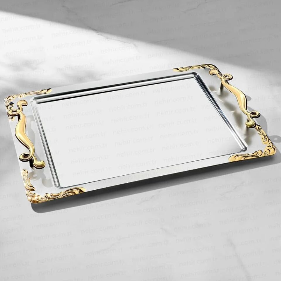 Nehir Lalezar Altın Çay Tepsi