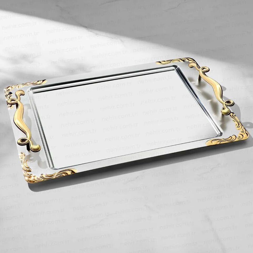 Nehir Lalezar Altın Çay Tepsi