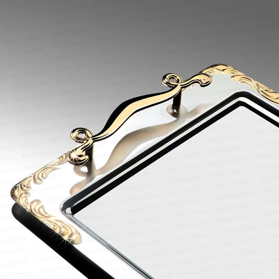 Nehir Lalezar Altın Çay Tepsi