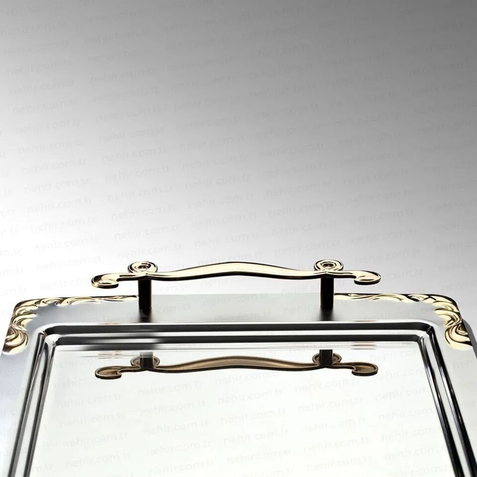 Nehir Lalezar Altın Çay Tepsi