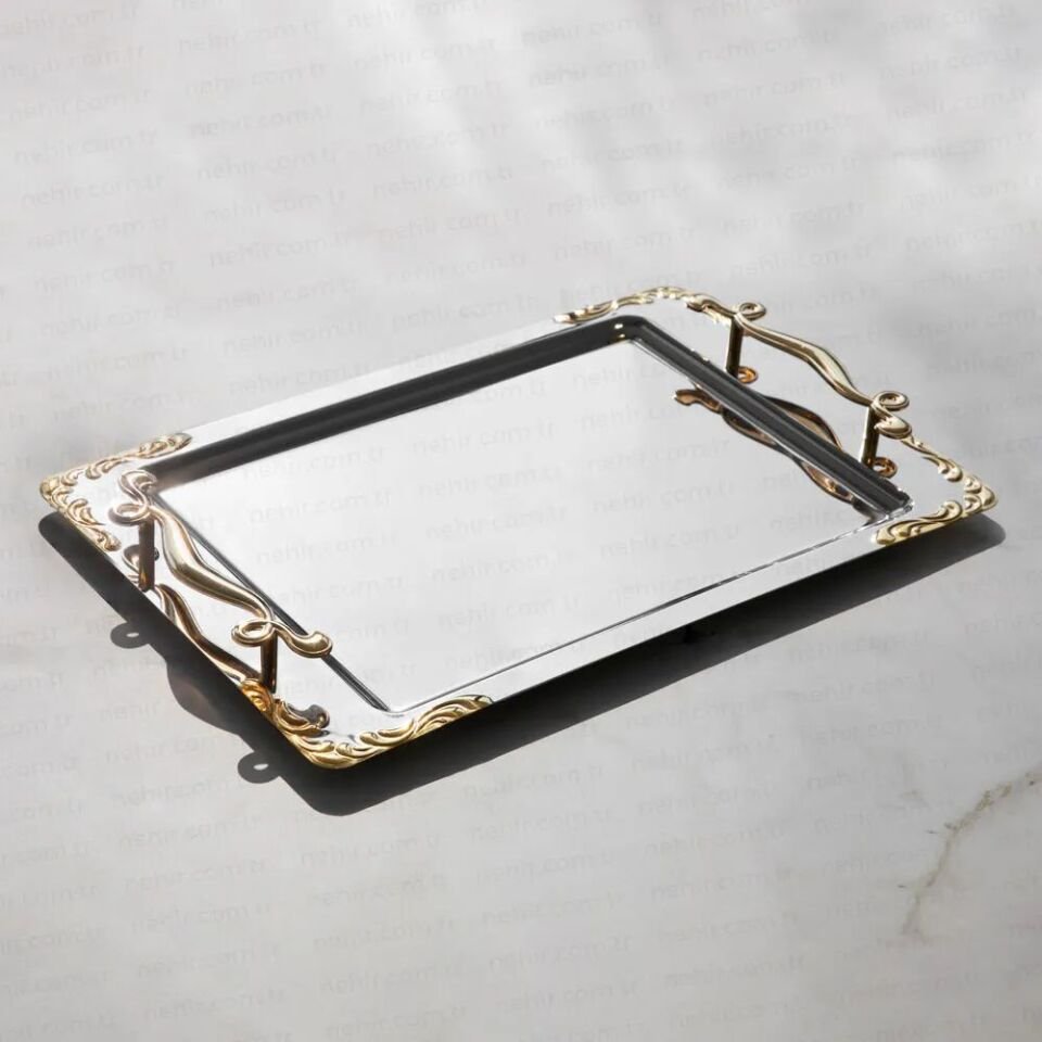 Nehir Lalezar Altın Çay Tepsi