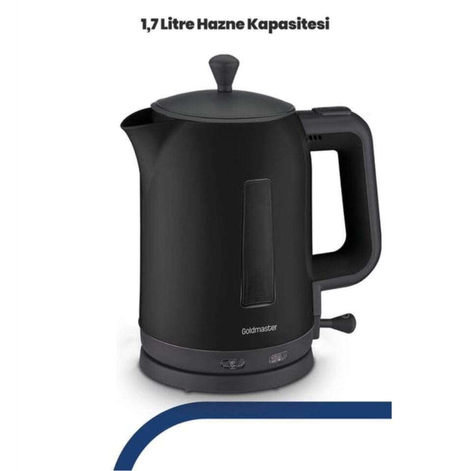 Goldmaster Papatya Siyah 2200 Watt Cam Demlikli Çay Makinesi Ve Su Isıtıcısı