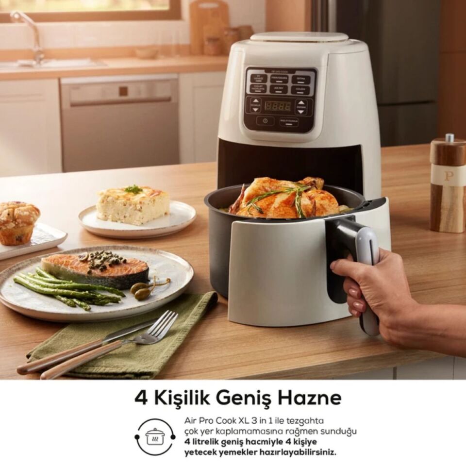 Karaca Air Pro Cook 3 in 1 XL Ev Yemeği, Közleme, Airfryer Space Gray 4 Kişilik