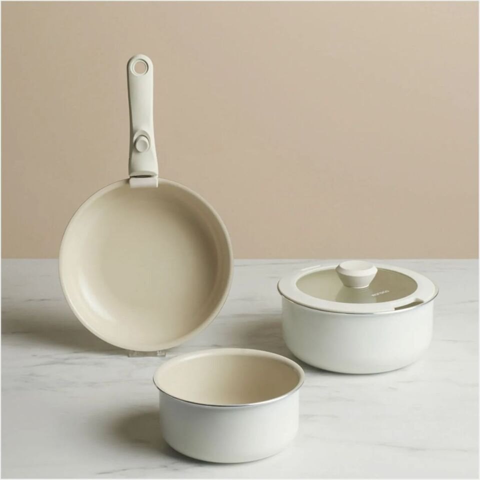 KARACA SWISS CRYSTAL ALMOND CREAM EASY CLIP 5 PARÇA TENCERE SETİ IND