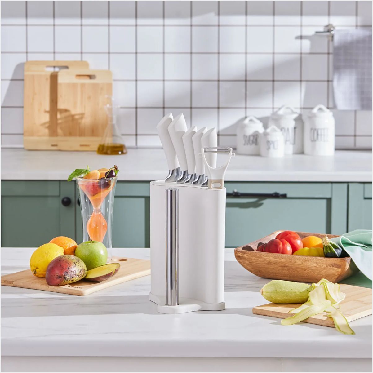 Karaca Mega Force 7 Parça Peçetelikli Bıçak Seti Cream