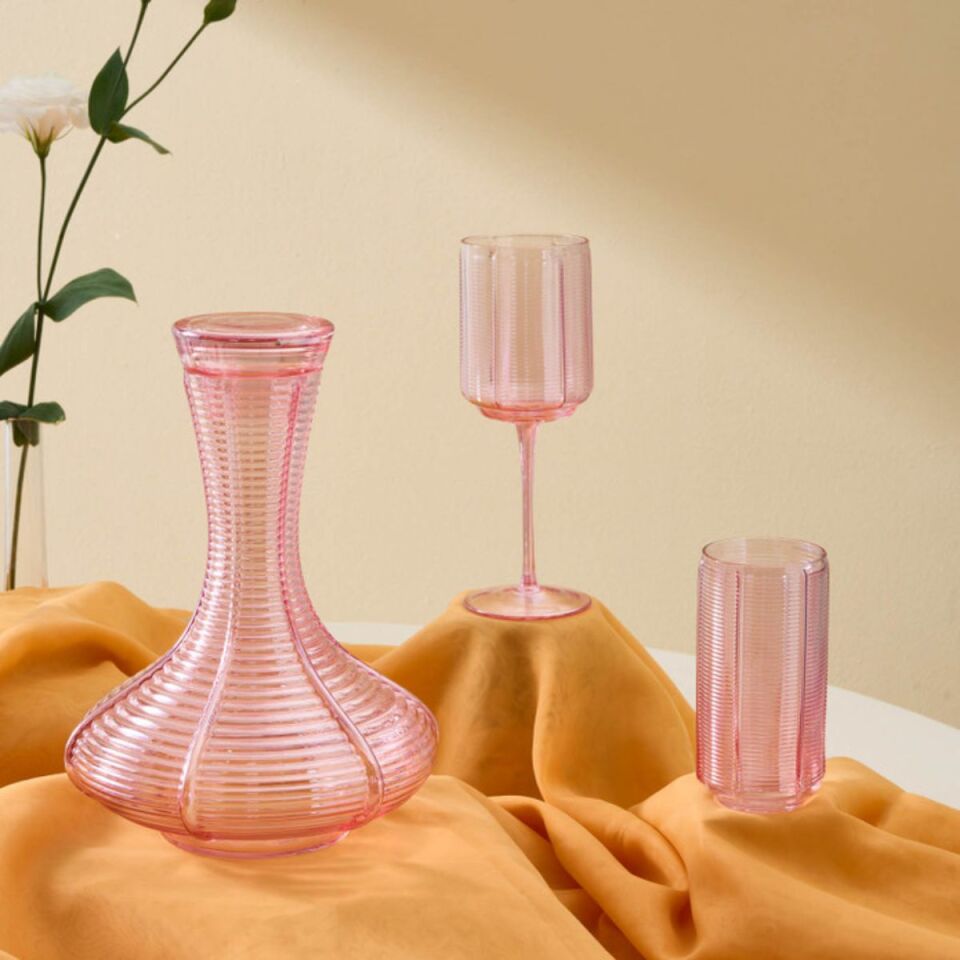 Karaca Liebe 25 Parça Bardak Seti Pembe