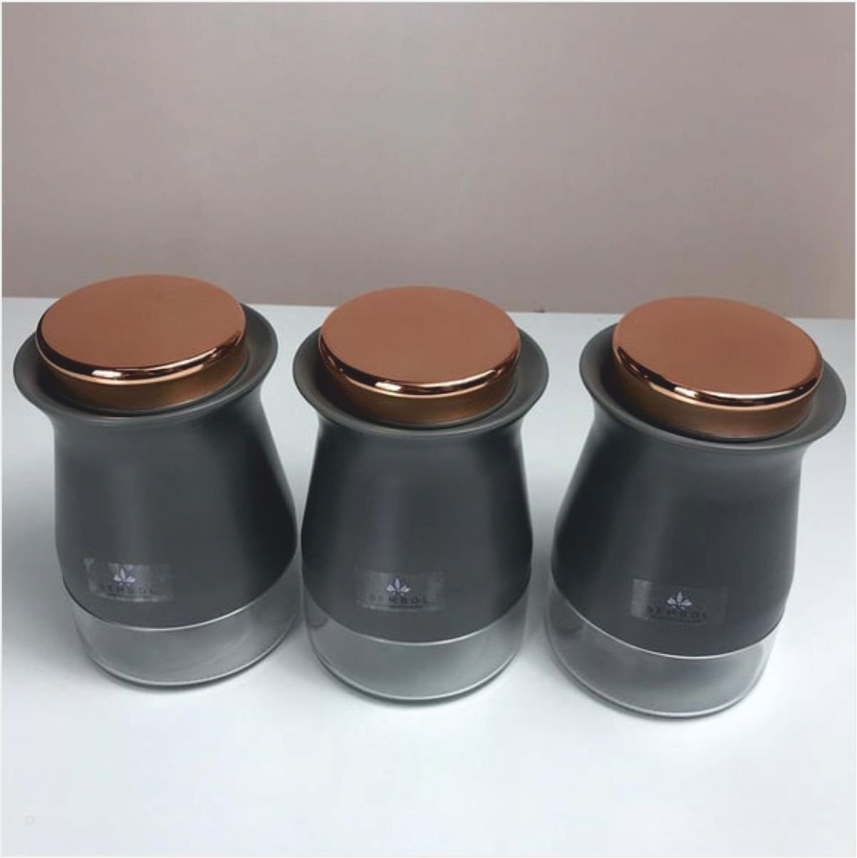 Sembol Kıtchen Art-195 Dekoratif 3'Lü Baharat Takımı Green-Gold