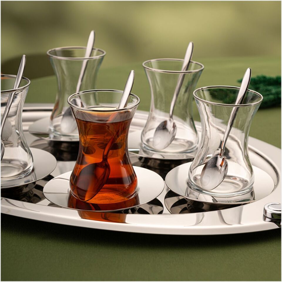 Emsan Abbie 19 Parça Çay Seti 125 ml Platin