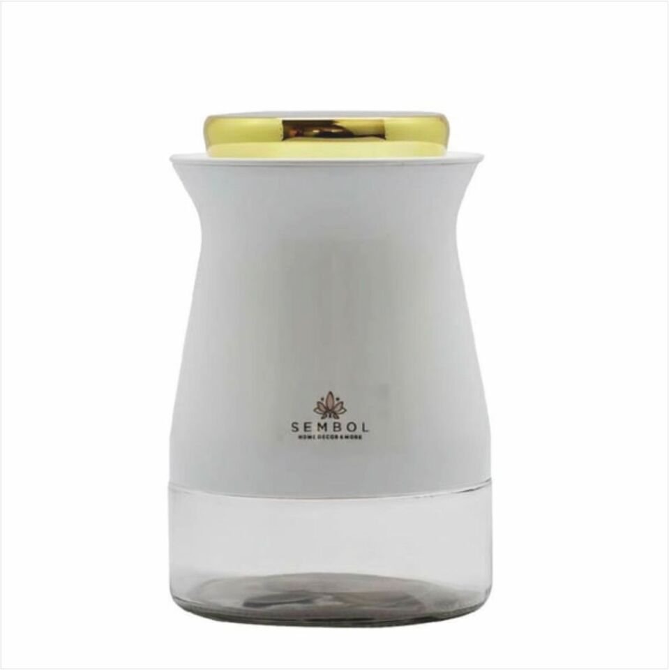 Sembol Kıtchen Art-90 Silindir 16 Cm Kavanoz Whıte-Gold
