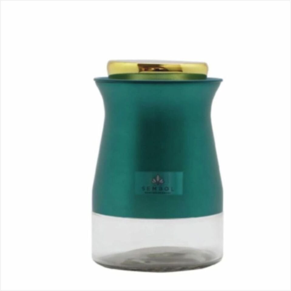 Sembol Kıtchen Art-95 Silindir 16 Cm Kavanoz Green-Gold