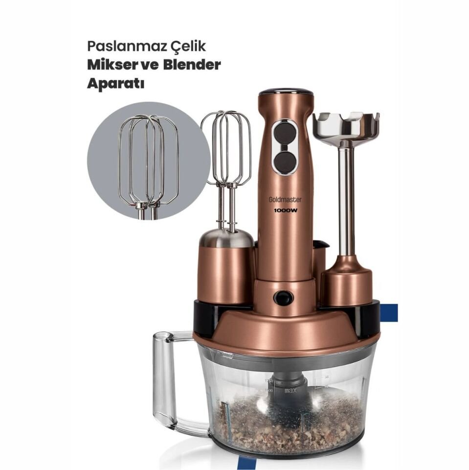 Goldmaster IN-6201G0 Blendactive Multı 1000 W Mutfak Robotu Gold