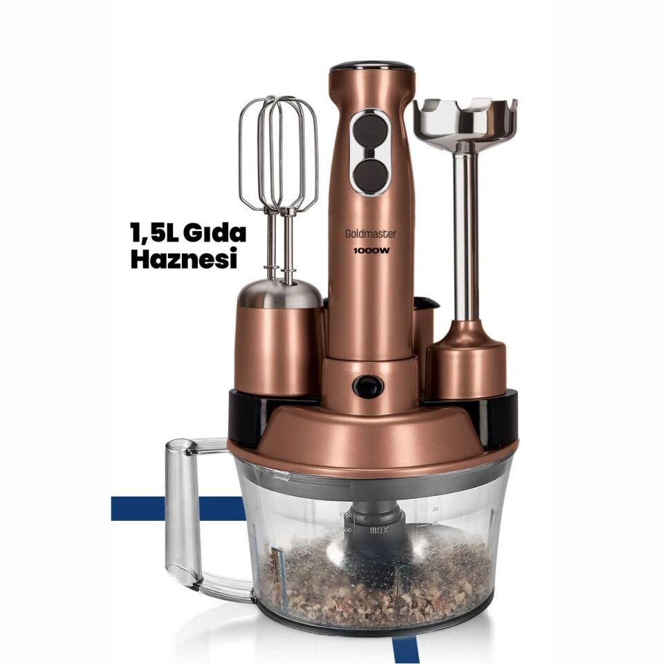 Goldmaster IN-6201G0 Blendactive Multı 1000 W Mutfak Robotu Gold
