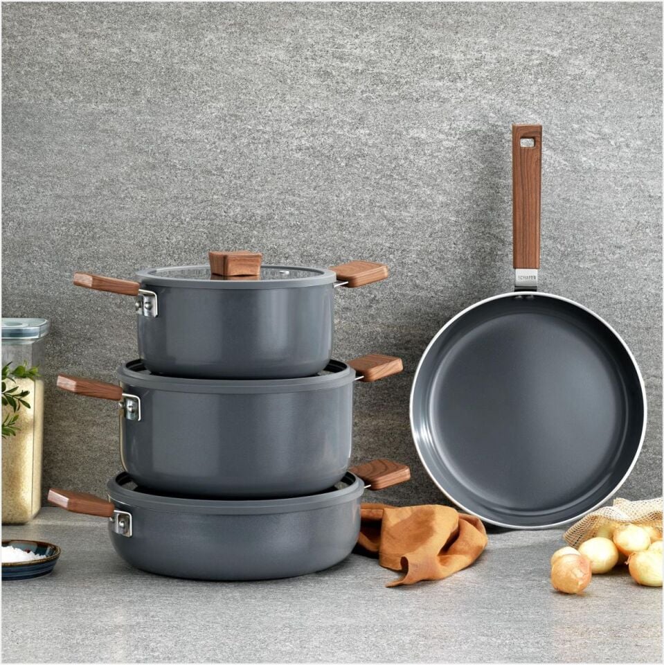 SCHAFER CERAMONİ SERAMİK TENCERE SETİ 7 PARÇA-GRİ