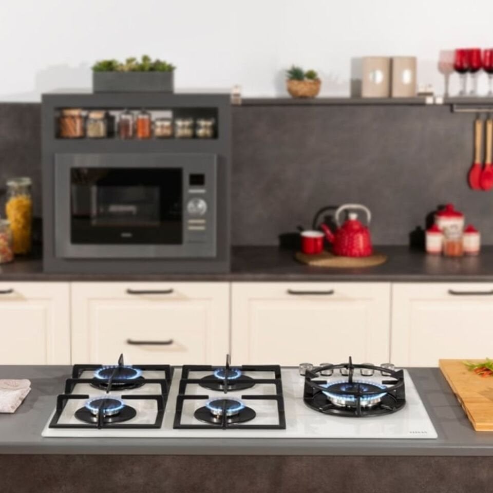 Vestel AO-91159 YB-DW Wok Gözlü Beyaz Cam Ankastre Ocak