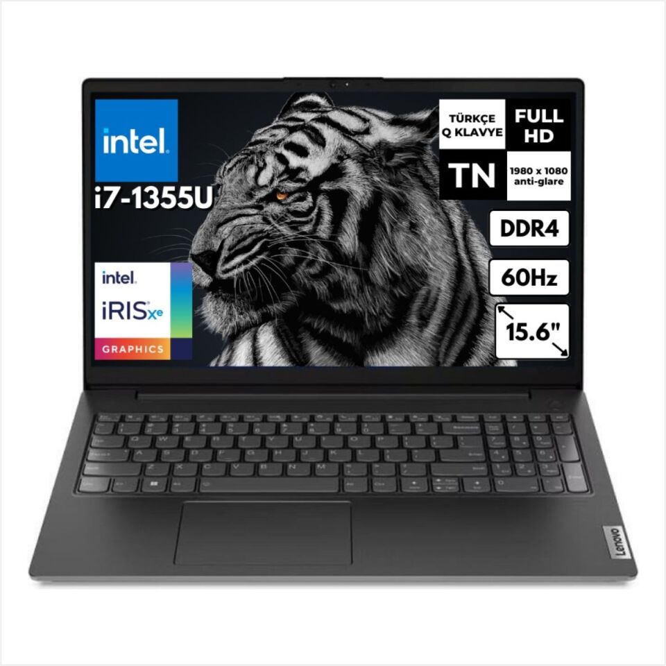 37232 Lenovo V15 G4 83A100Kxtr İ7-1355U 8Gb 512Gb Ssd O/B Iris Xe 15.6 Dos Siyah Notebook