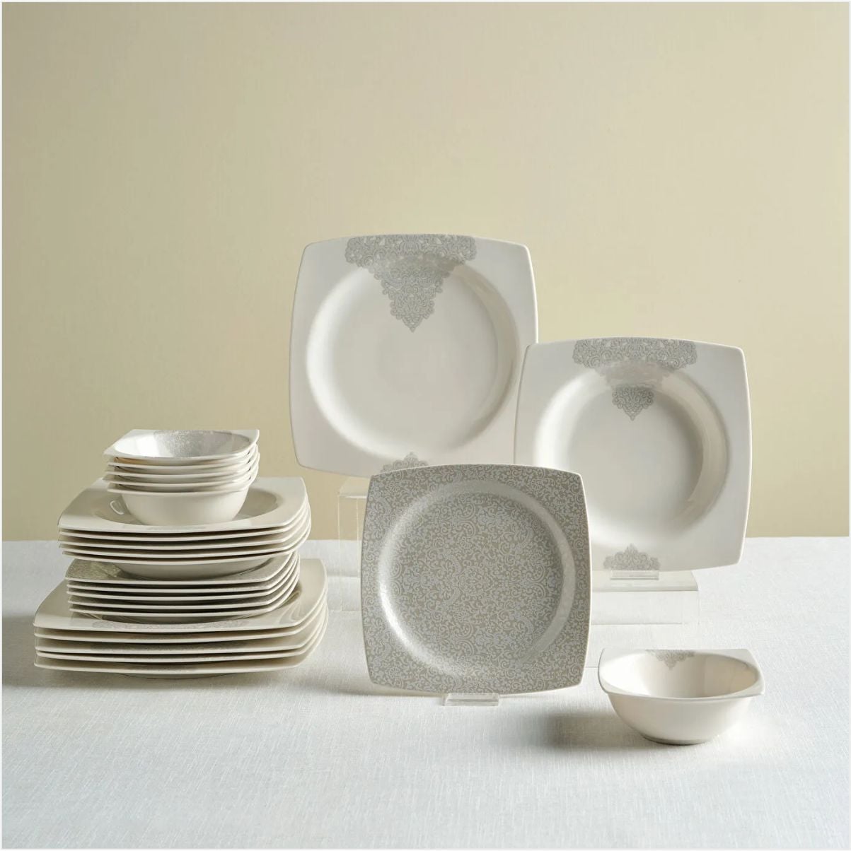 KARACA FLAVA 24 PARÇA 6 KİŞİLİK YEMEK TAKIMI KREM