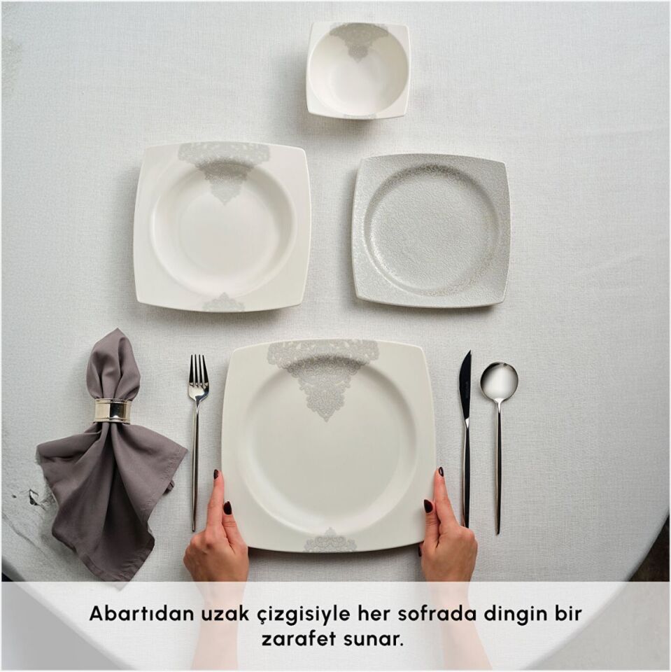 KARACA FLAVA 24 PARÇA 6 KİŞİLİK YEMEK TAKIMI KREM