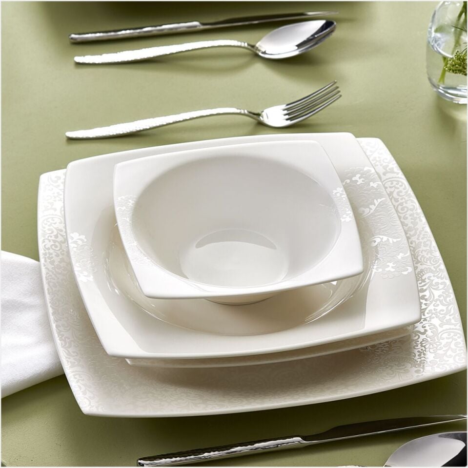 KARACA FLAVA 24 PARÇA 6 KİŞİLİK YEMEK TAKIMI KREM