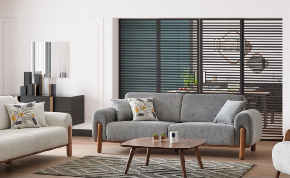 Beyza Bohem Koltuk Takımı 3+1 Buble 10 Antrasit/ 3+1 Buble Grı