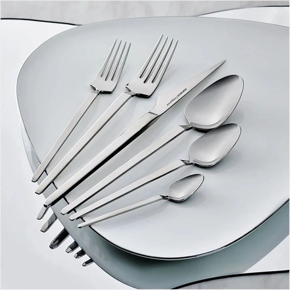 Karaca Elegance Glacial Platin 12 Kişilik 84 Parça Çatal Kaşık Bıçak Takımı