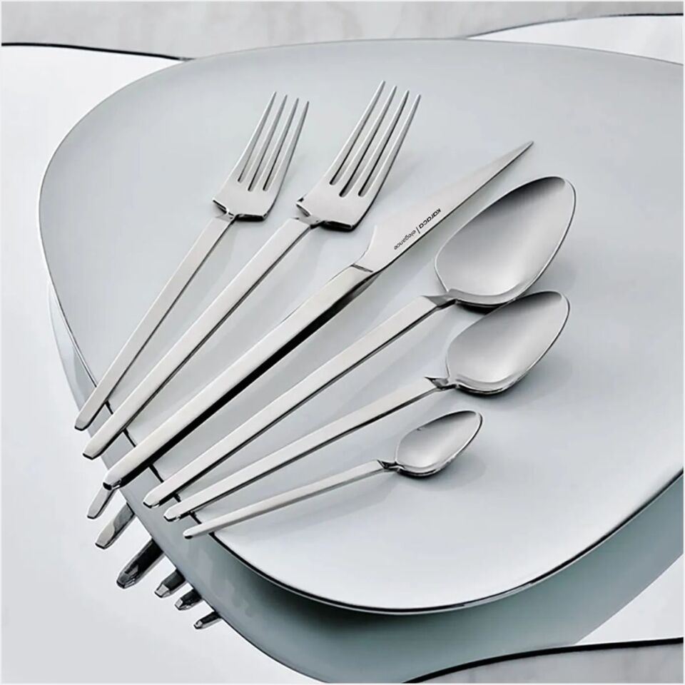 Karaca Elegance Glacial Platin 12 Kişilik 84 Parça Çatal Kaşık Bıçak Takımı