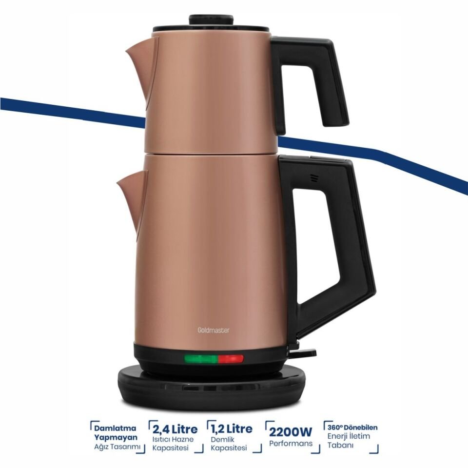 Goldmaster GM-7344G Akasya Gold 2200 W Çelik Çay Makinesi