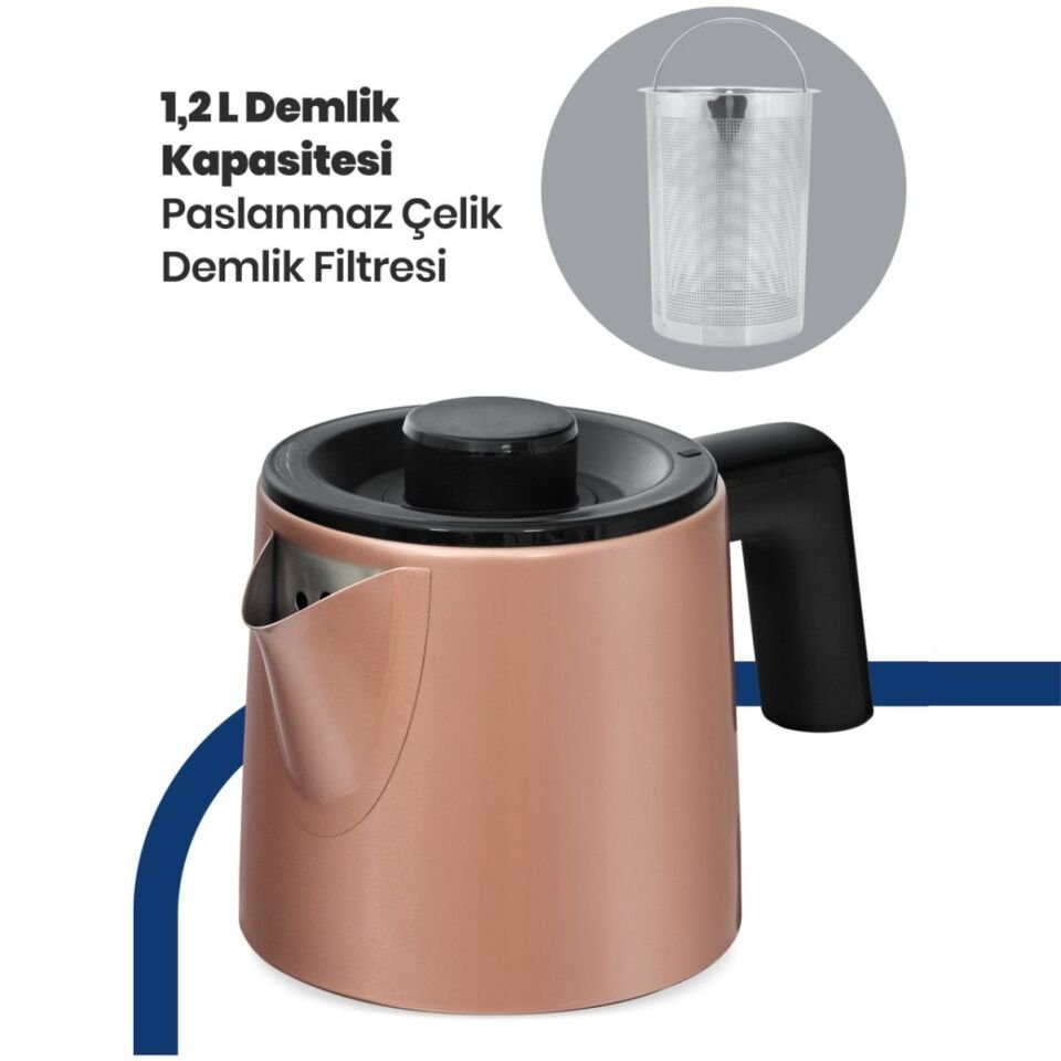 Goldmaster GM-7344G Akasya Gold 2200 W Çelik Çay Makinesi