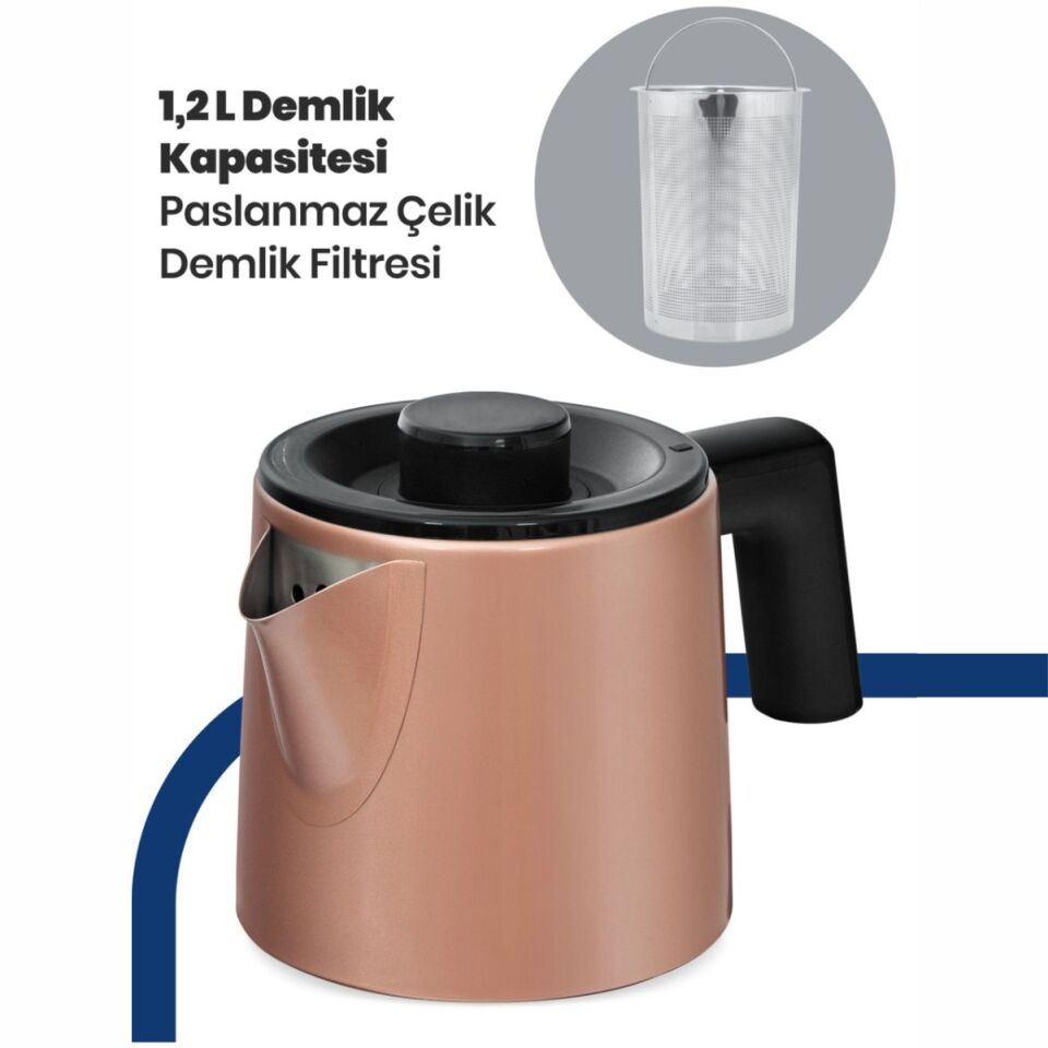 Goldmaster GM-7344G Akasya Gold 2200 W Çelik Çay Makinesi