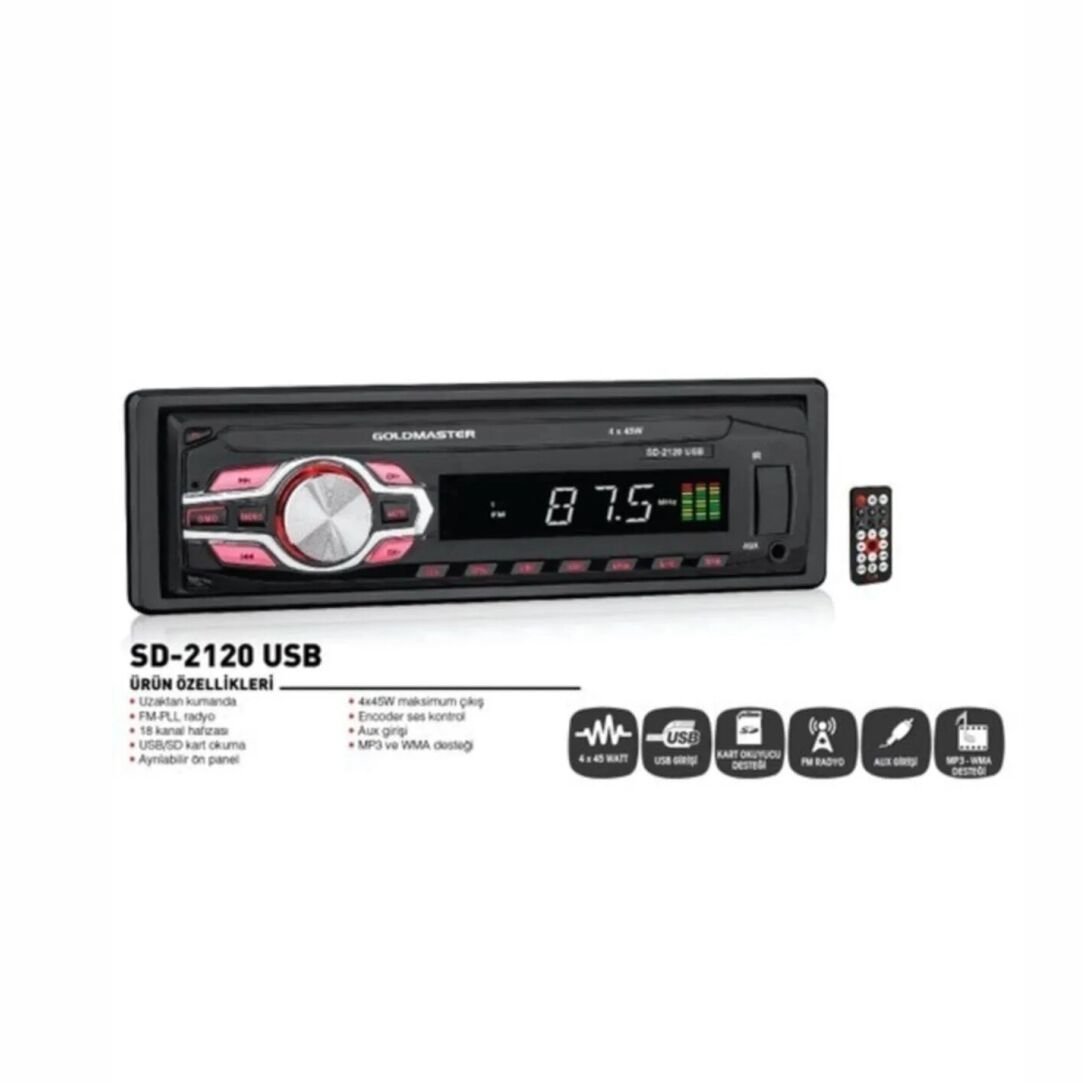 Goldmaster Ayrılabilir Kafa Panel 45W Sd Usb Oto Teyp Sd 2120