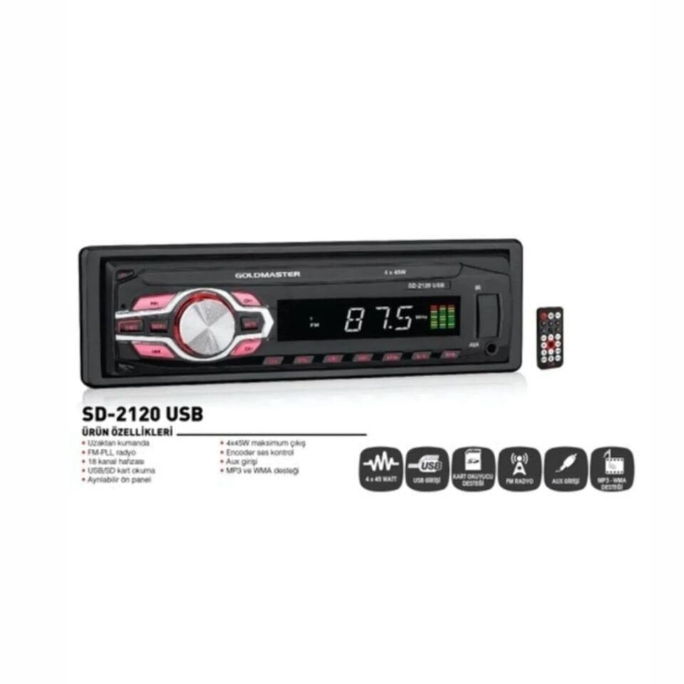 Goldmaster Ayrılabilir Kafa Panel 45W Sd Usb Oto Teyp Sd 2120