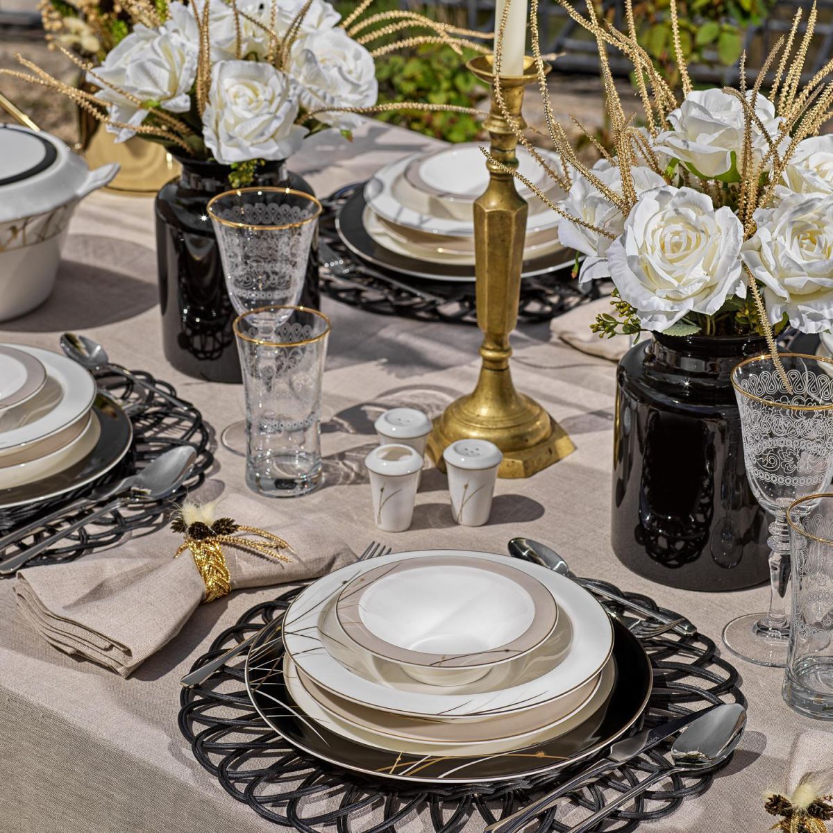 Schafer Tılsım Charm Yemek Takımı 60 Parça-Siyah