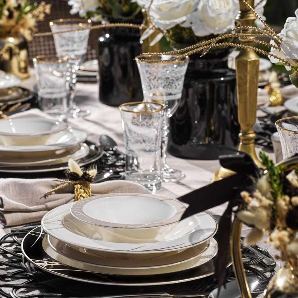 Schafer Tılsım Charm Yemek Takımı 60 Parça-Siyah