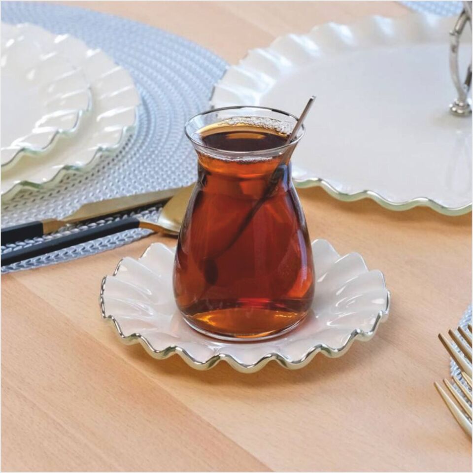 Glore Solid Krem Wavy 28 Parça Tea Time