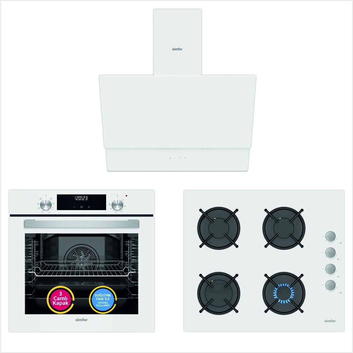 SİMFER 9 PRORAMLI BEYAZ ANKESTRA SET