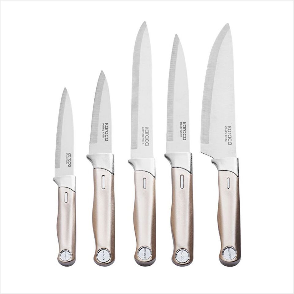 Karaca Mastermaid 6 Parça Bıçak Seti Mineral Gold