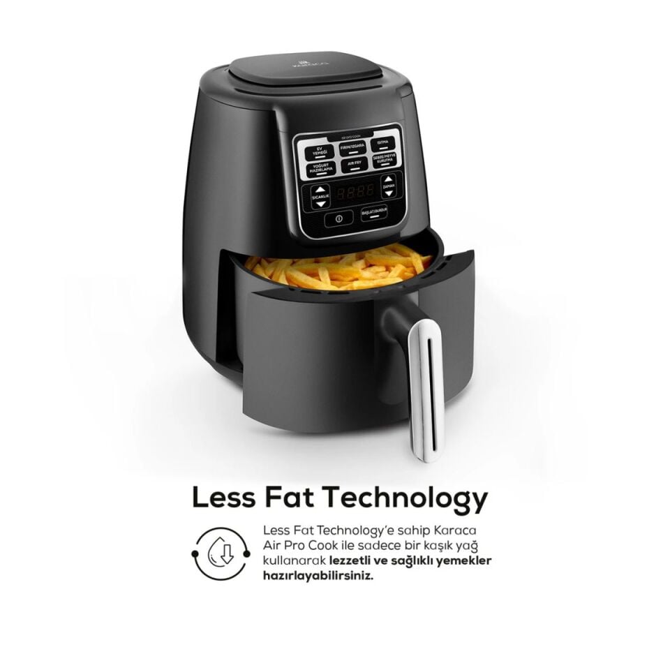 Karaca Air Pro Cook XL 2 in 1 Konuşan Airfryer Black Chrome 4 Kişilik