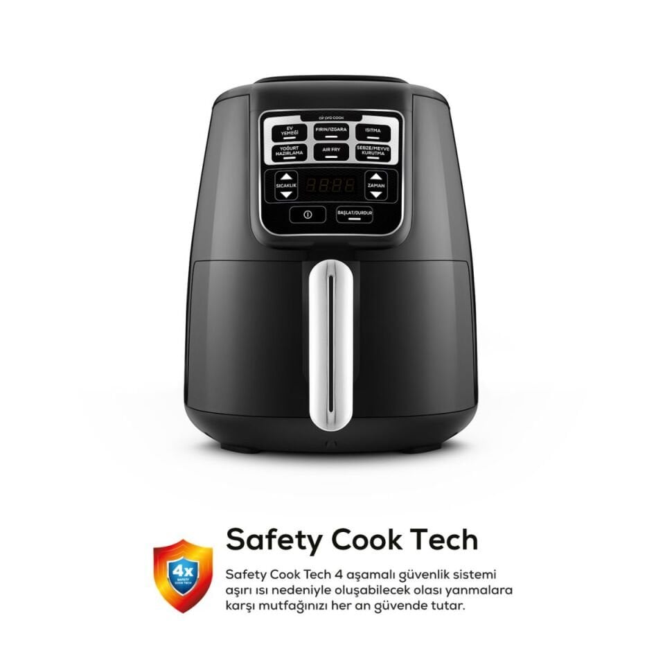 Karaca Air Pro Cook XL 2 in 1 Konuşan Airfryer Black Chrome 4 Kişilik