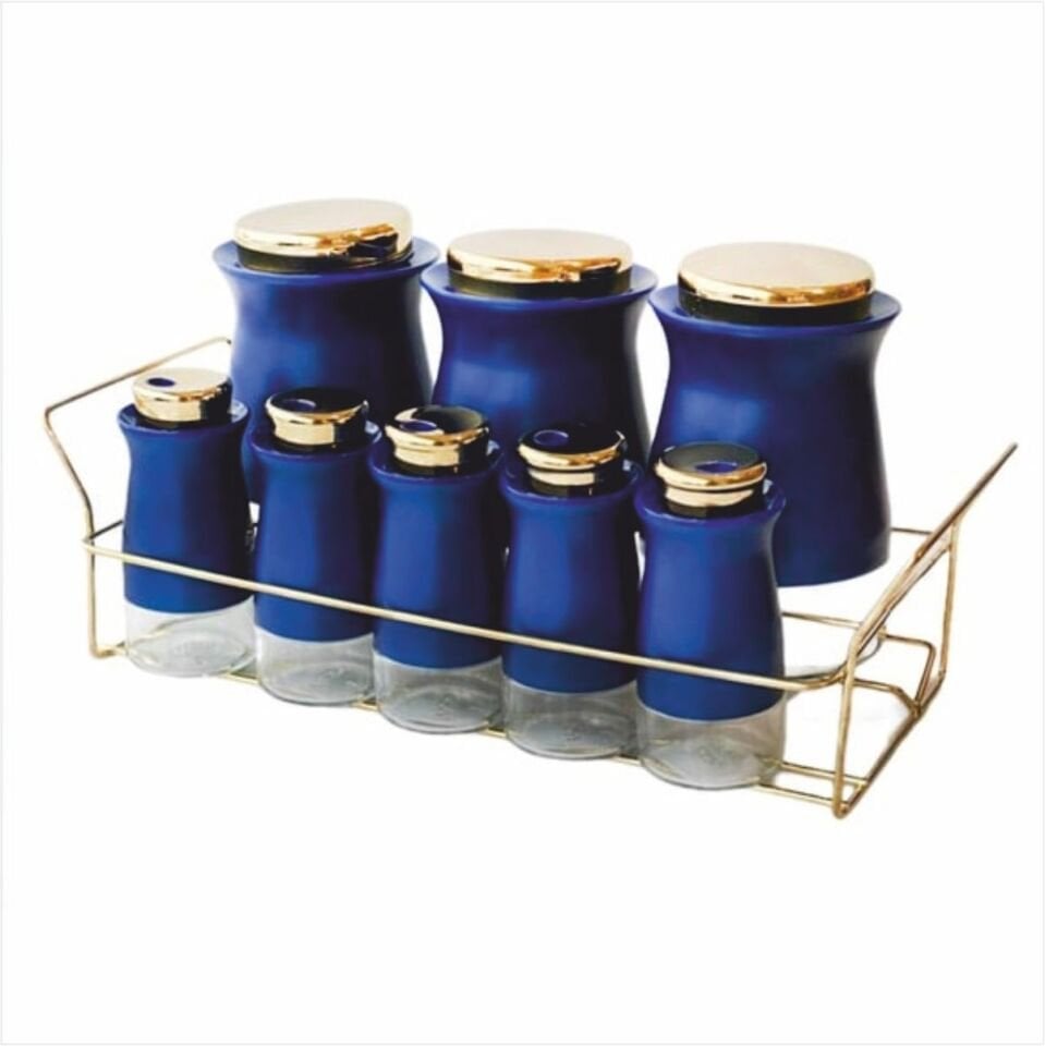 SEMBOL KITCHEN ART-50 STANDLI 4'LÜ YAĞDANLIK BLUE-GOLD