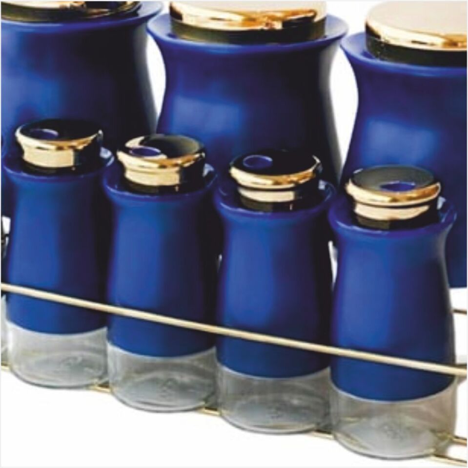 SEMBOL KITCHEN ART-50 STANDLI 4'LÜ YAĞDANLIK BLUE-GOLD