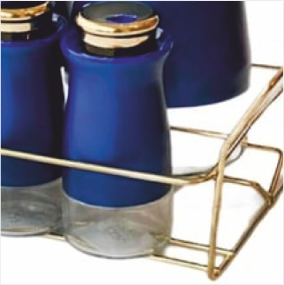 SEMBOL KITCHEN ART-50 STANDLI 4'LÜ YAĞDANLIK BLUE-GOLD