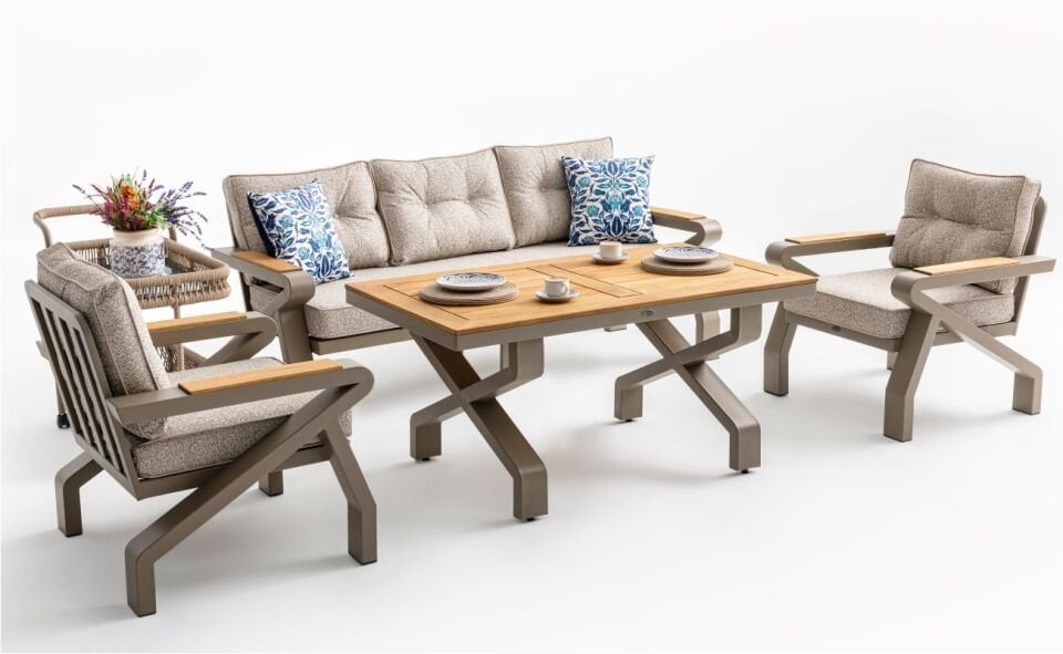 Terazzi Casablanca 80X140 Bahçe Oturma Grubu-Cappicino