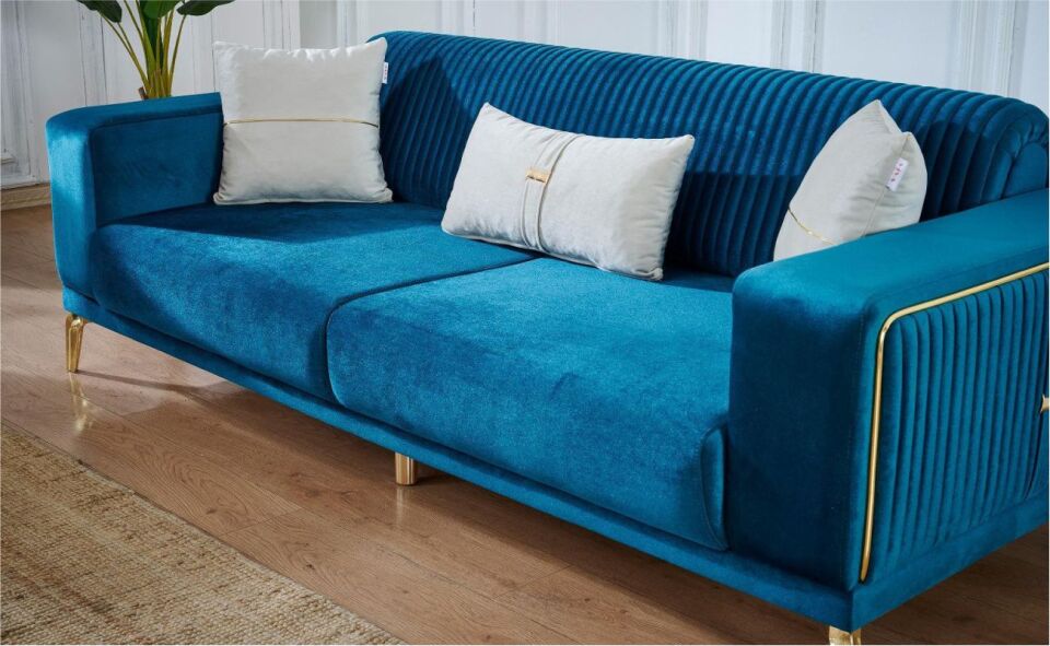 Elegance Koltuk Takımı 3+1+1 L02 Krem/ 3 Lü L14 Lacivert