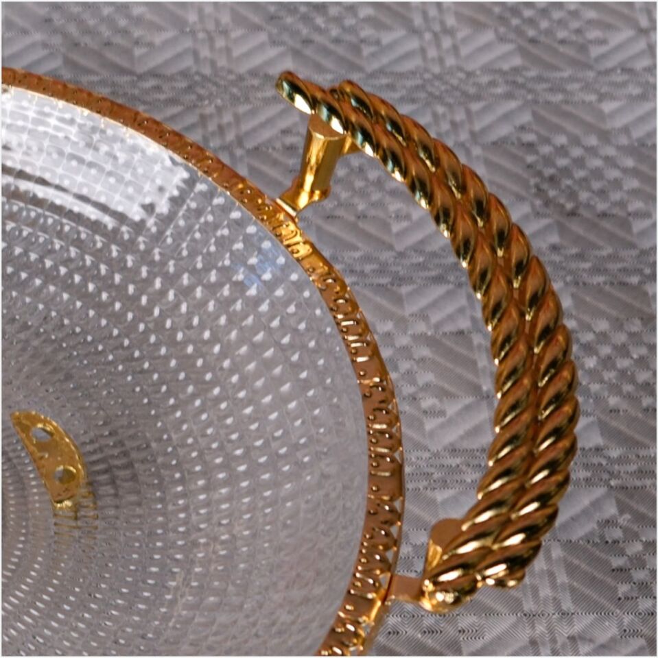 DRT*6310  OTTOMAN 21,5X21,5 CM MİNİ AYAKLI KULPLU ALTIN TELLİ SUNUMLUK