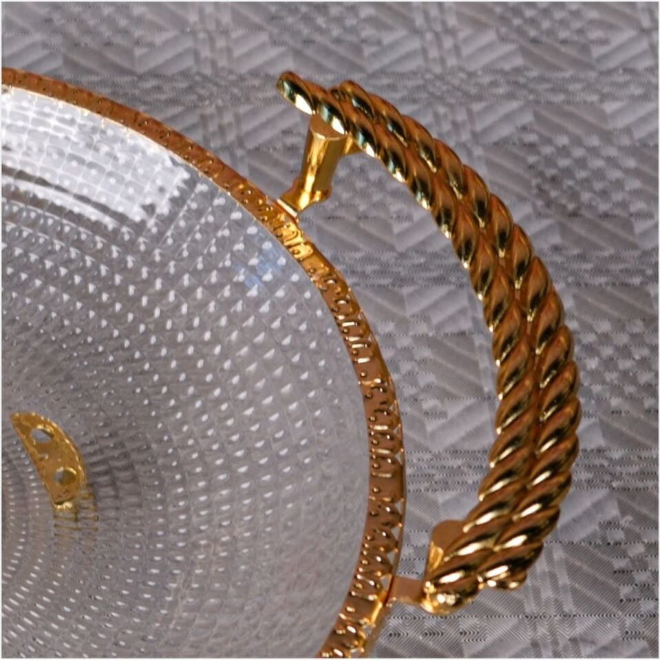 DRT*6310  OTTOMAN 21,5X21,5 CM MİNİ AYAKLI KULPLU ALTIN TELLİ SUNUMLUK